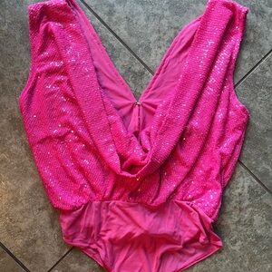 Pink Sequin Bodysuit